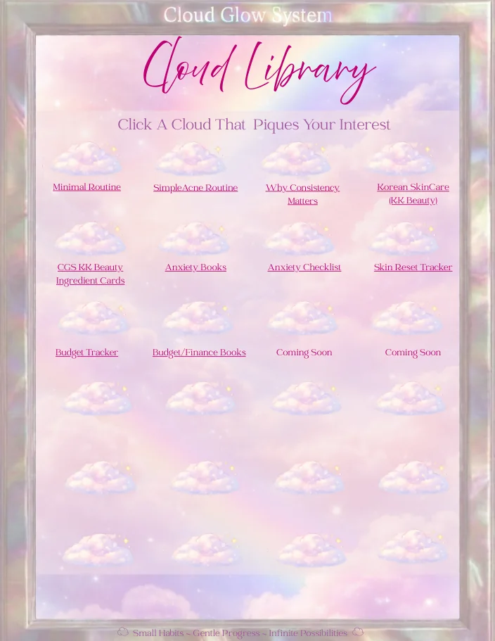 Cloud Glow Cloud Library — click a cloud that piques your interest